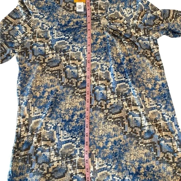 RUBY Rd Petite Small Business Casual Top Blue Brown Cream - Picture 7 of 9